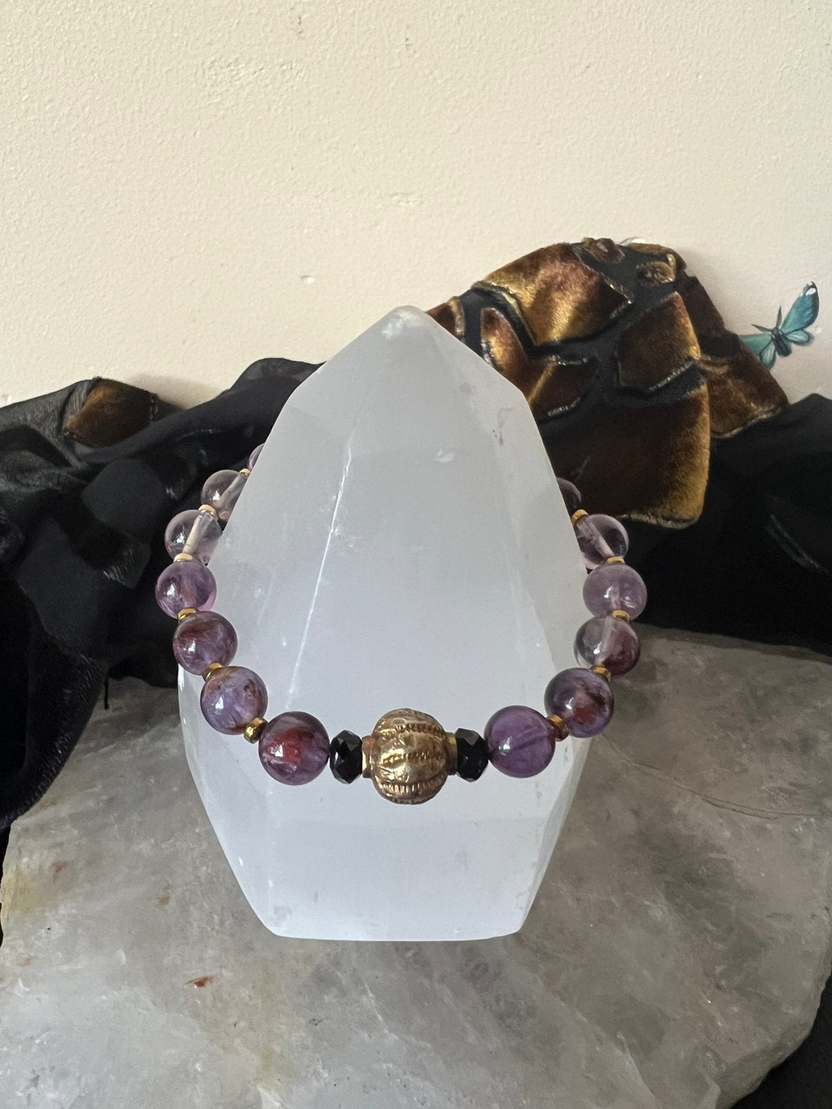 Auraliet super7 melody stone beschermt aura straling uniek, Sieraden, Tassen en Uiterlijk, Met bedels of kralen, Paars, Magnolia11