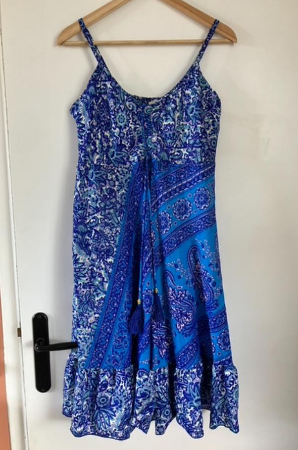 Prachtige indian boho jurk blauw licht roze S, Blauw, Nieuw, Ophalen of Verzenden, Maat 36 (S)