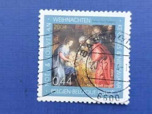 Postzegel Belgie 2004 Kerstzegel samen met Duitsland 25-04, Postzegels en Munten, Ophalen of Verzenden, Gestempeld, Frankeerzegel