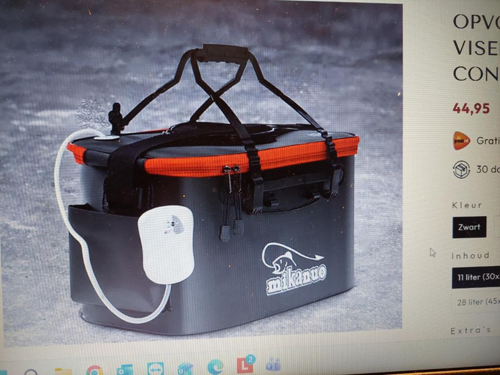 Mikanuo Visleef tas met beluchter - 11 liter, Watersport en Boten, Ophalen of Verzenden, Nieuw