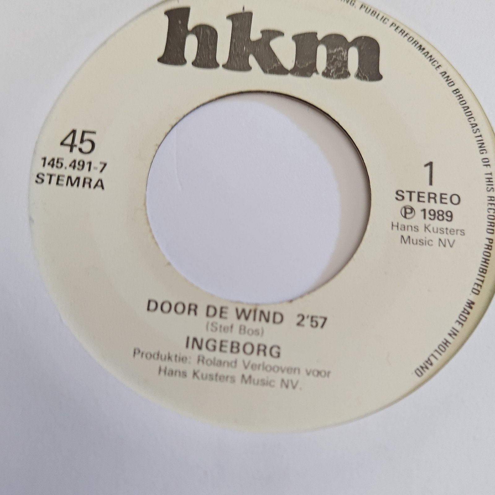 Ingeborg - Door De Wind (1989) 7 inch single, Gebruikt, 7 inch, Ophalen of Verzenden, EP