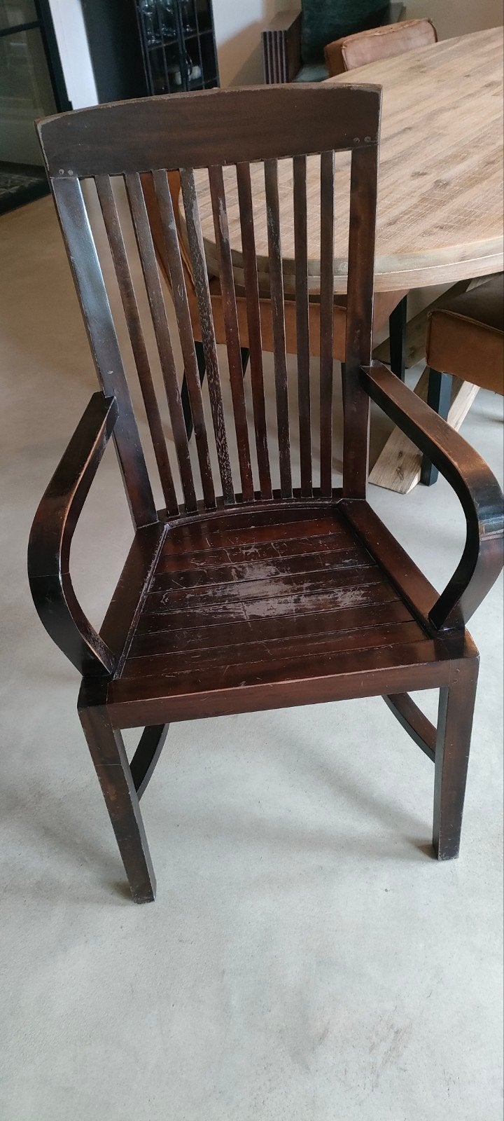 2 koloniale houten stoelen, Huis en Inrichting, Ophalen, Gebruikt, Twee, Bruin