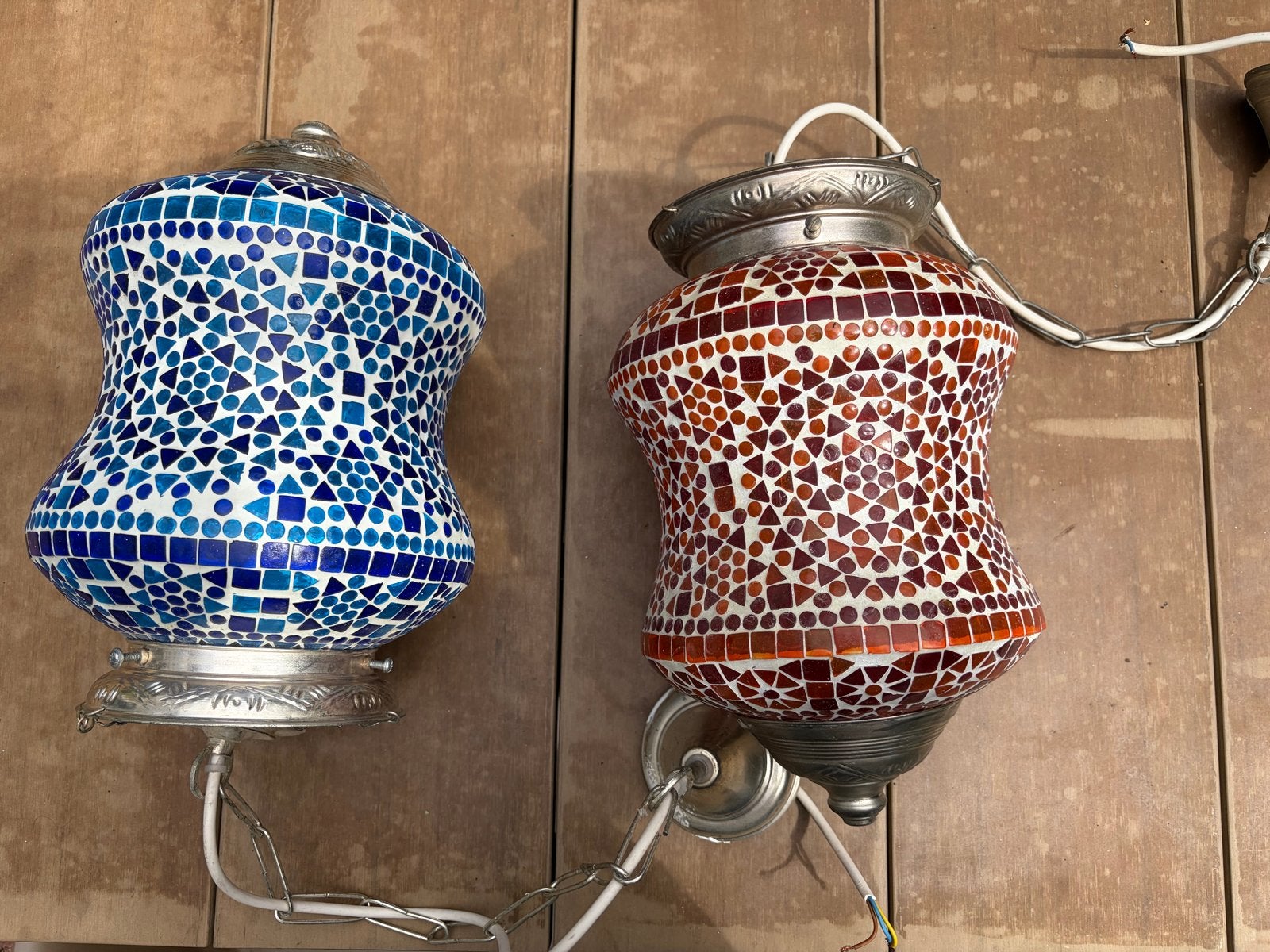Set van 2 Mozaïek Hanglampen - Oosters Design, Huis en Inrichting, Ophalen, Gebruikt, Glas