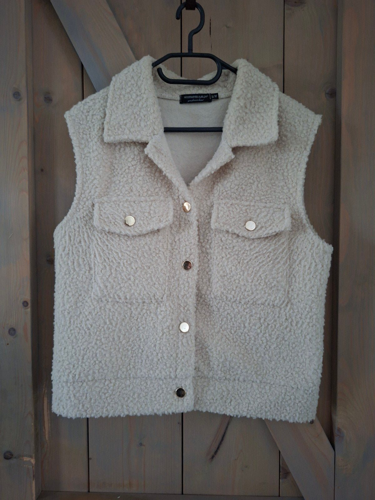Musthaves by Elija teddy bodywarmer S/M, Kleding | Dames, Beige, Ophalen of Verzenden, Zo goed als nieuw, Musthaves by Elija