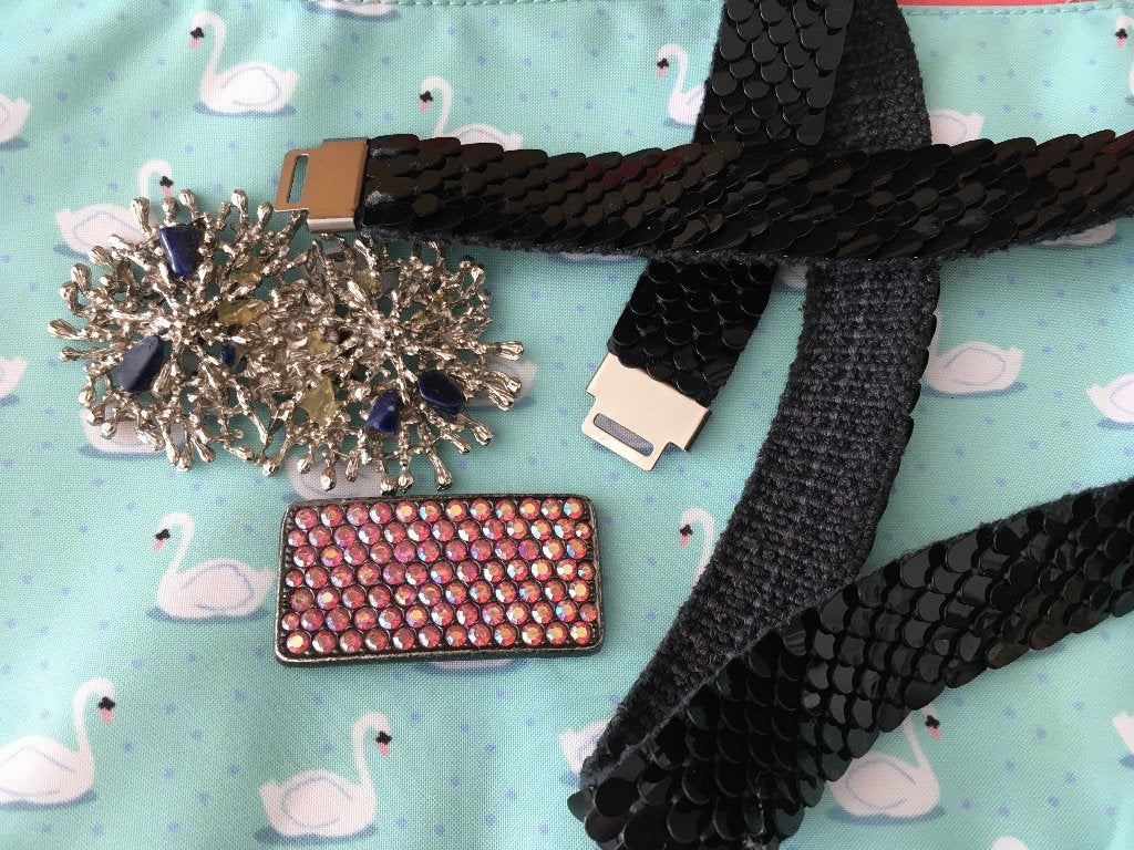 Vintage retro boho strass halfedelstenen taille riem gespen, Zwart, Ophalen of Verzenden, Zo goed als nieuw, Vintage