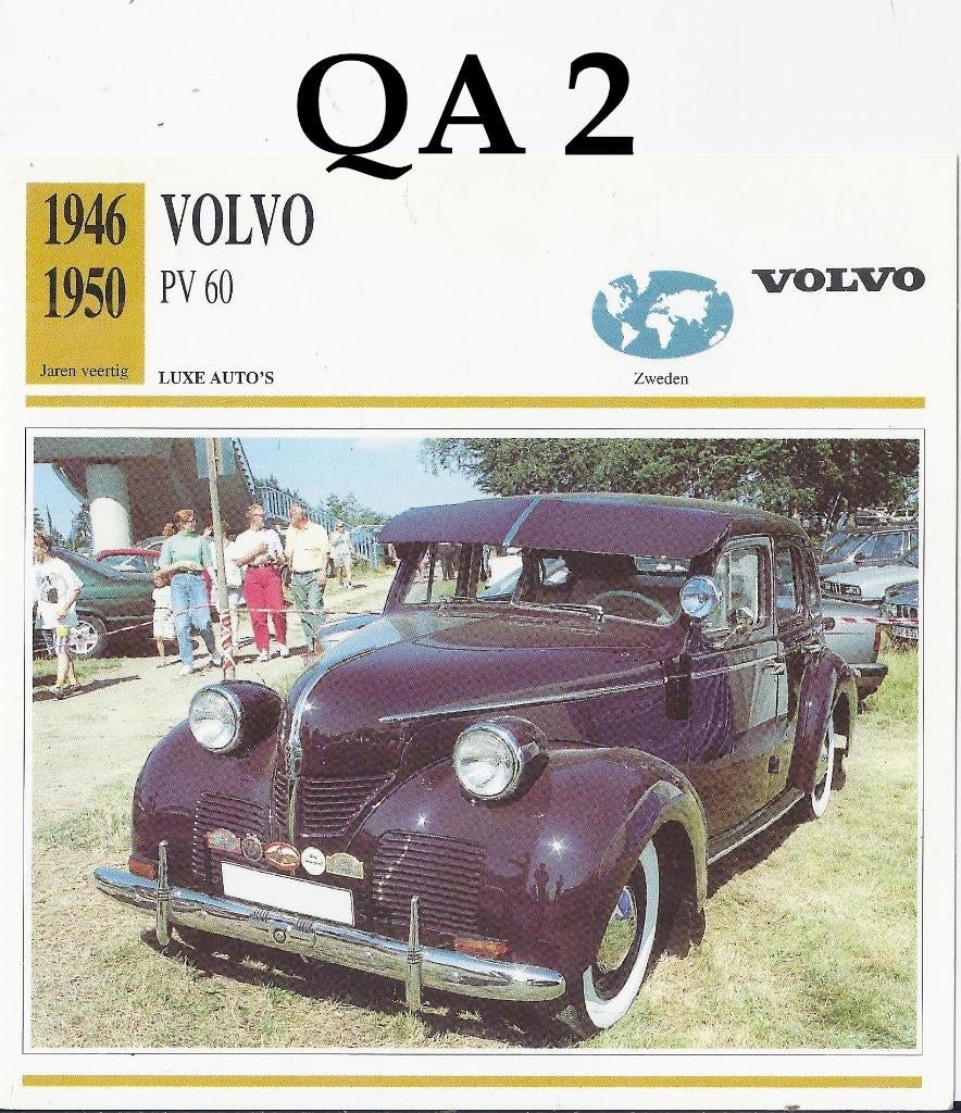 Qa2 autokaart volvo pv60 1946 / 1950, Ophalen of Verzenden, Zo goed als nieuw, Auto's