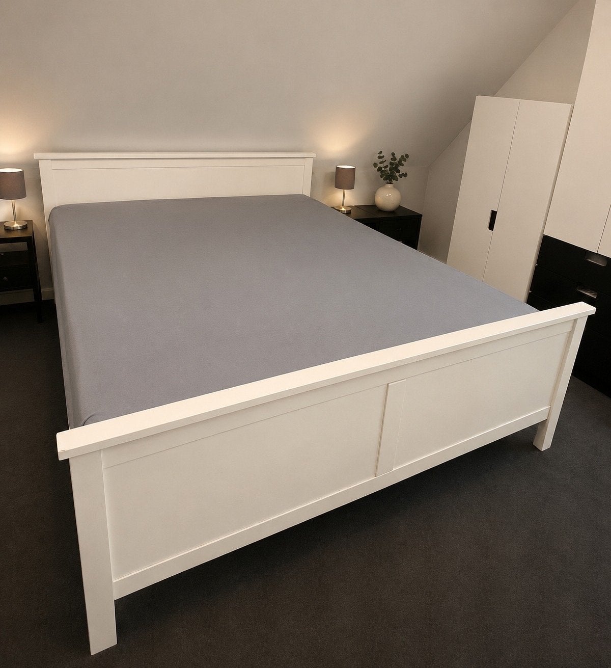 Ikea Wit houten tweepersoonsbed 160x200 hoofdbord, Ophalen, Gebruikt, Wit, Tweepersoons