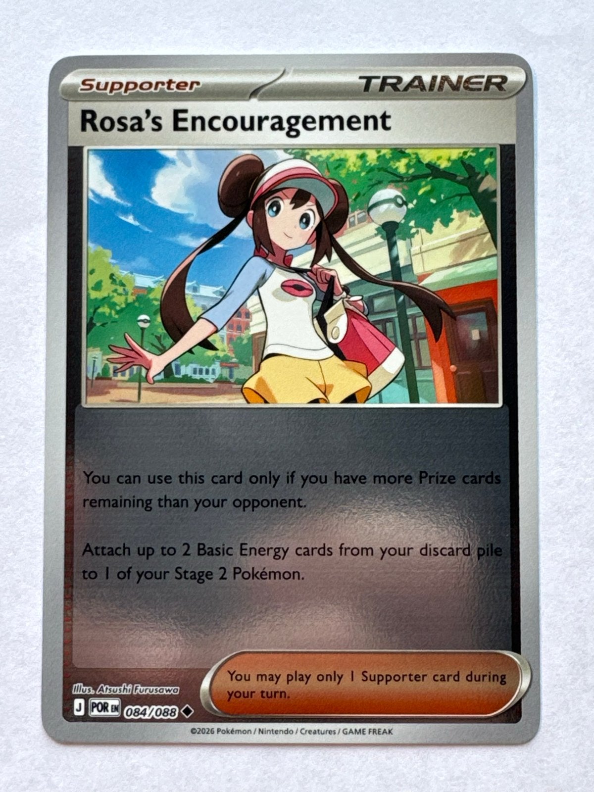 Pokémon Kaart: Rosa's Encouragement Trainer (084/088), Ophalen of Verzenden, Zo goed als nieuw, Losse kaart