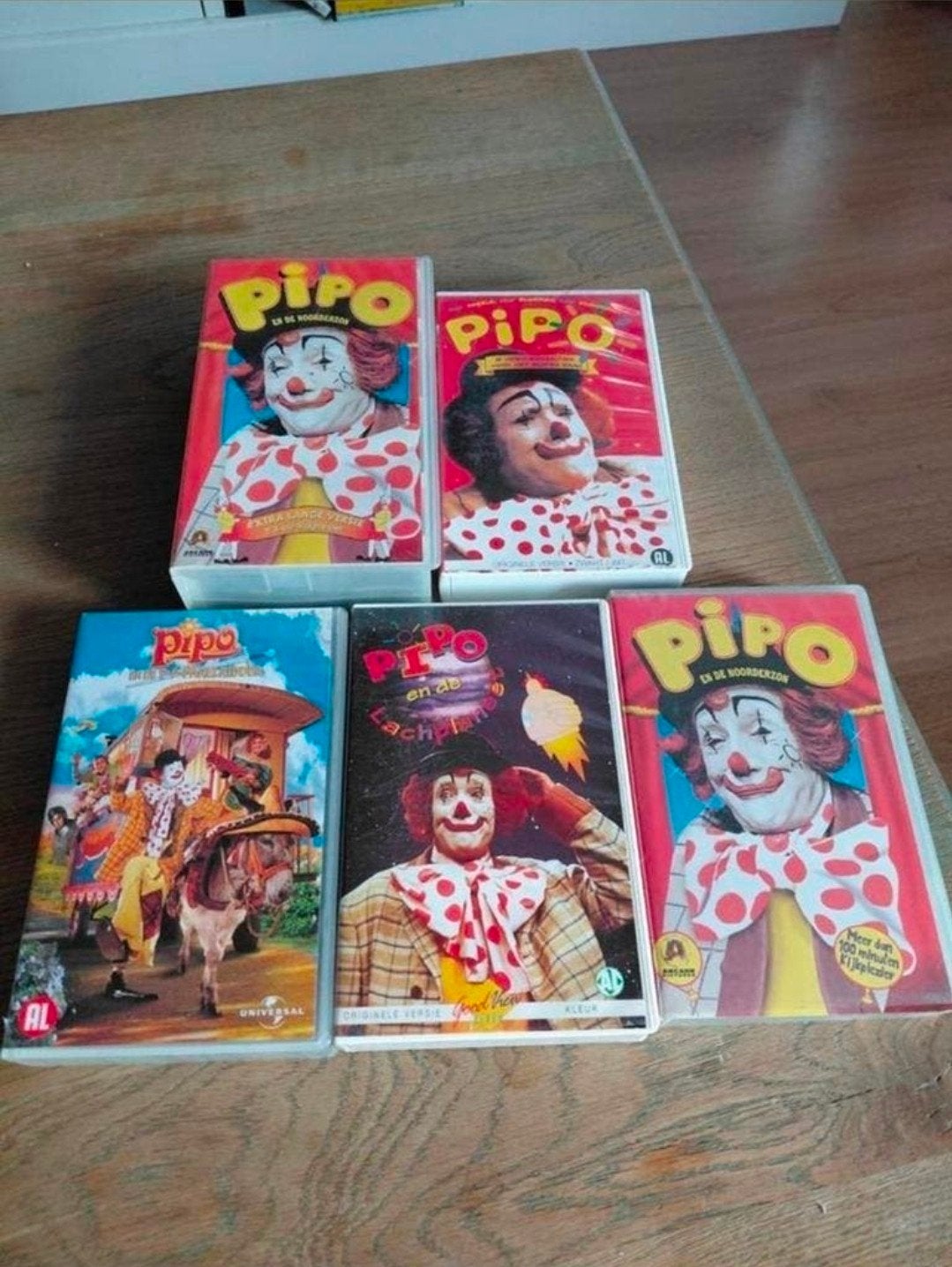 5 Pipo de Clown videobanden., Boxset, Gebruikt, Ophalen of Verzenden, Kinderprogramma of -film