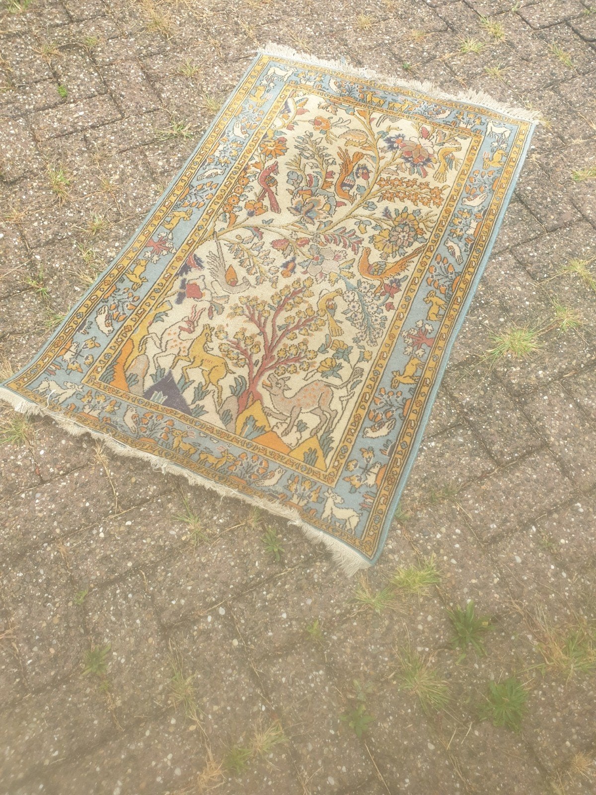 Prachtig handgeknoopt perzisch tapijt van ghom, Ophalen of Verzenden, Zo goed als nieuw