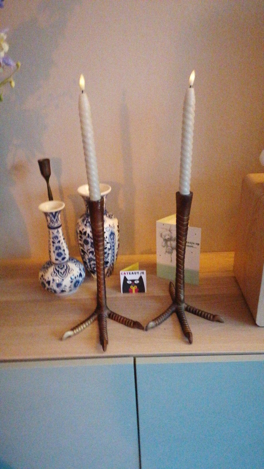 Unieke Kaarsenstandaards: Struisvogelpoten Design - 30cm, Huis en Inrichting, Woonaccessoires | Kandelaars en Kaarsen, Ophalen