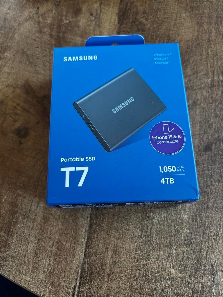 Samsung Portable SSD T7 4TB - Nieuw in doos, Computers en Software, Harde schijven, Zo goed als nieuw, Server, Extern, SSD, USB