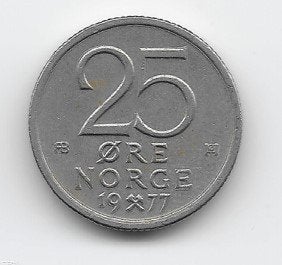 Noorwegen 25 øre 1977 KM# 417, Verzenden, Overige landen, Losse munt