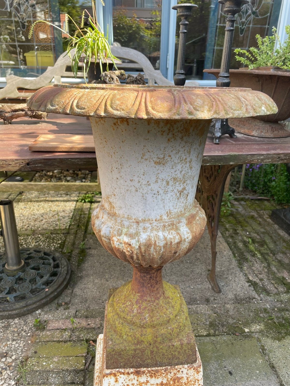 gietijzeren tuinvaas oude kleur, Tuin en Terras, Tuinvazen, Ophalen, Gebruikt