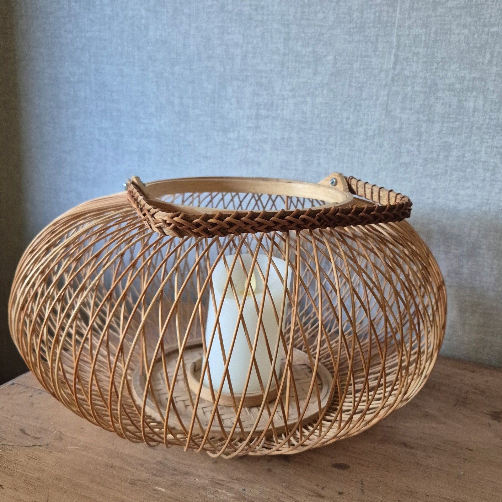 Rotan boho Windlicht XL windlicht rotan riet, Windlicht, Bruin, Natuurlijk materiaal, Ophalen of Verzenden