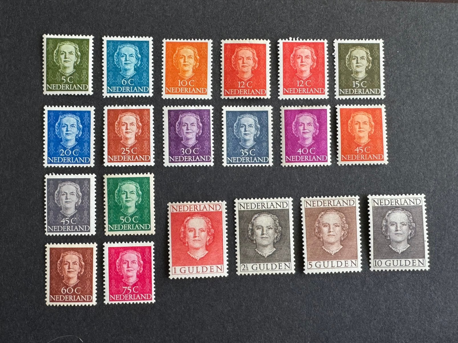 1949-1951 Kon Juliana en face NVPH nr 518-537 ongestempeld, Verzenden, Na 1940
