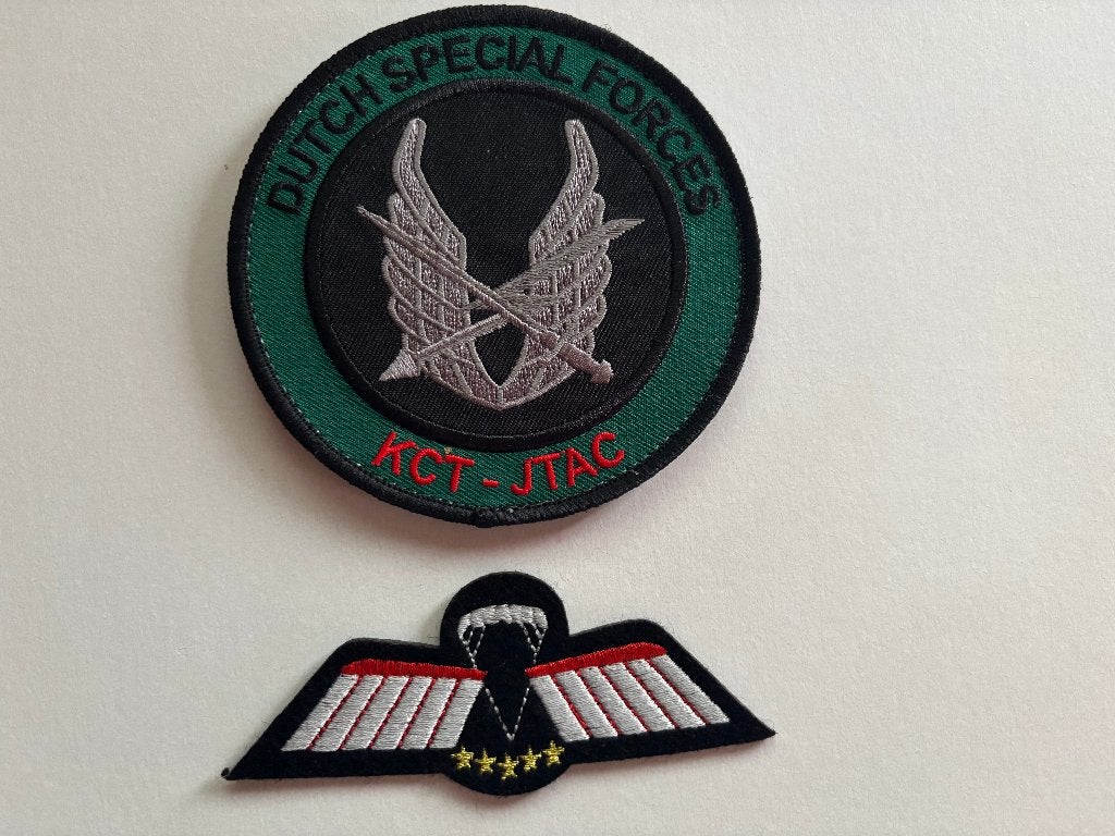 KCT JTAC Patch met Parawing Brevet D - HAHO/HALO - DT, Verzenden, Landmacht, Nederland, Embleem of Badge