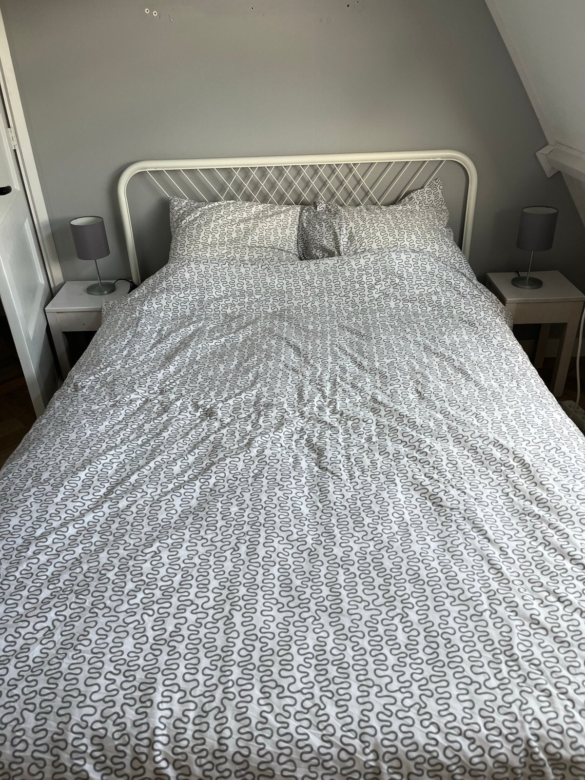 IKEA Nesttun Wit tweepersoonsbed (140x200 cm), Ophalen, Gebruikt, Wit, Tweepersoons