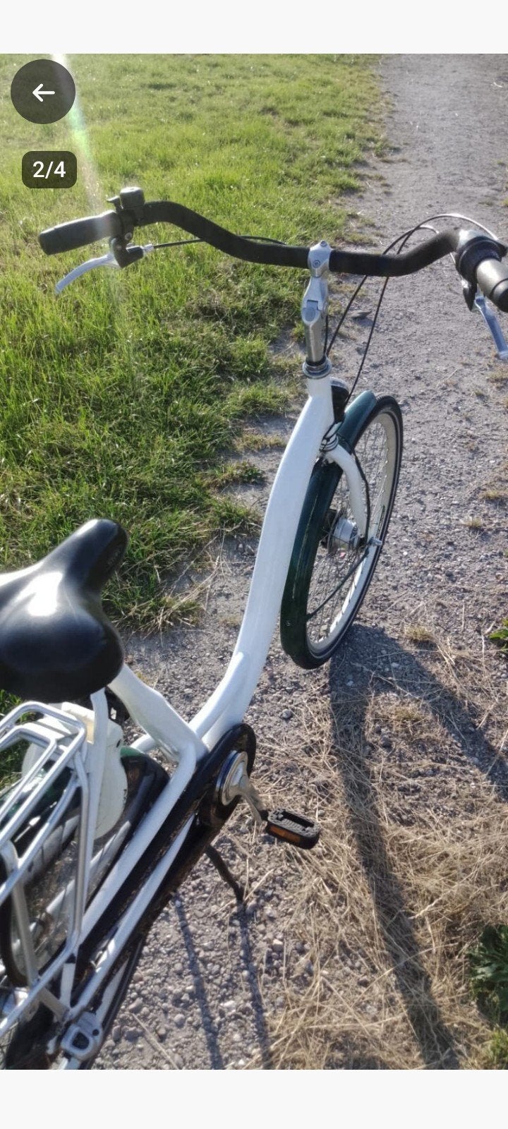 Witte fiets met lage instap en bagagedrager, Fietsen en Brommers, Velgrem, 50 tot 53 cm, Ophalen, Overige merken