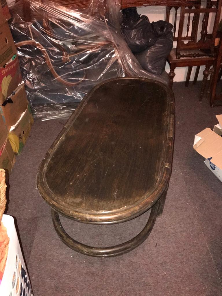 Bruine houten salon tafel ovaal, Huis en Inrichting, Tafels | Salontafels, Ophalen, Gebruikt, Ovaal