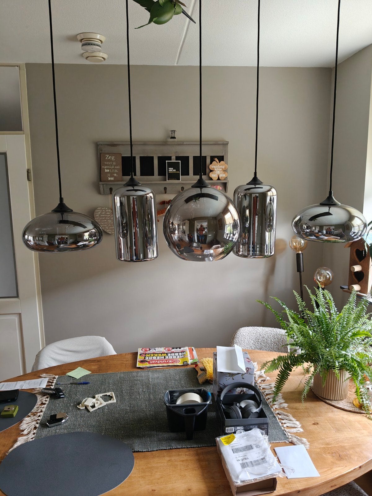 Luxe hanglamp met 5 bollen, Huis en Inrichting, Lampen | Hanglampen, Ophalen