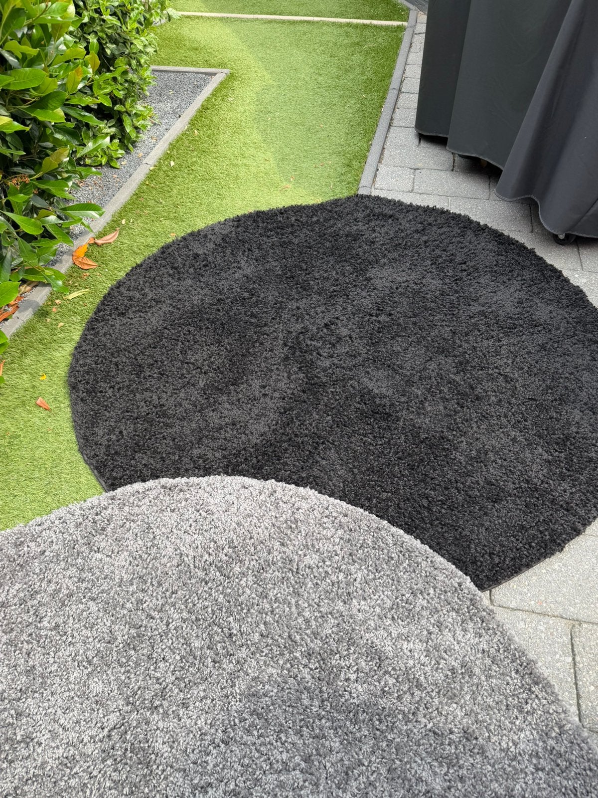 nieuwstaat zwarte hoogpolige vloerkleden rond 160, Ophalen, Zwart, 150 tot 200 cm, Rond