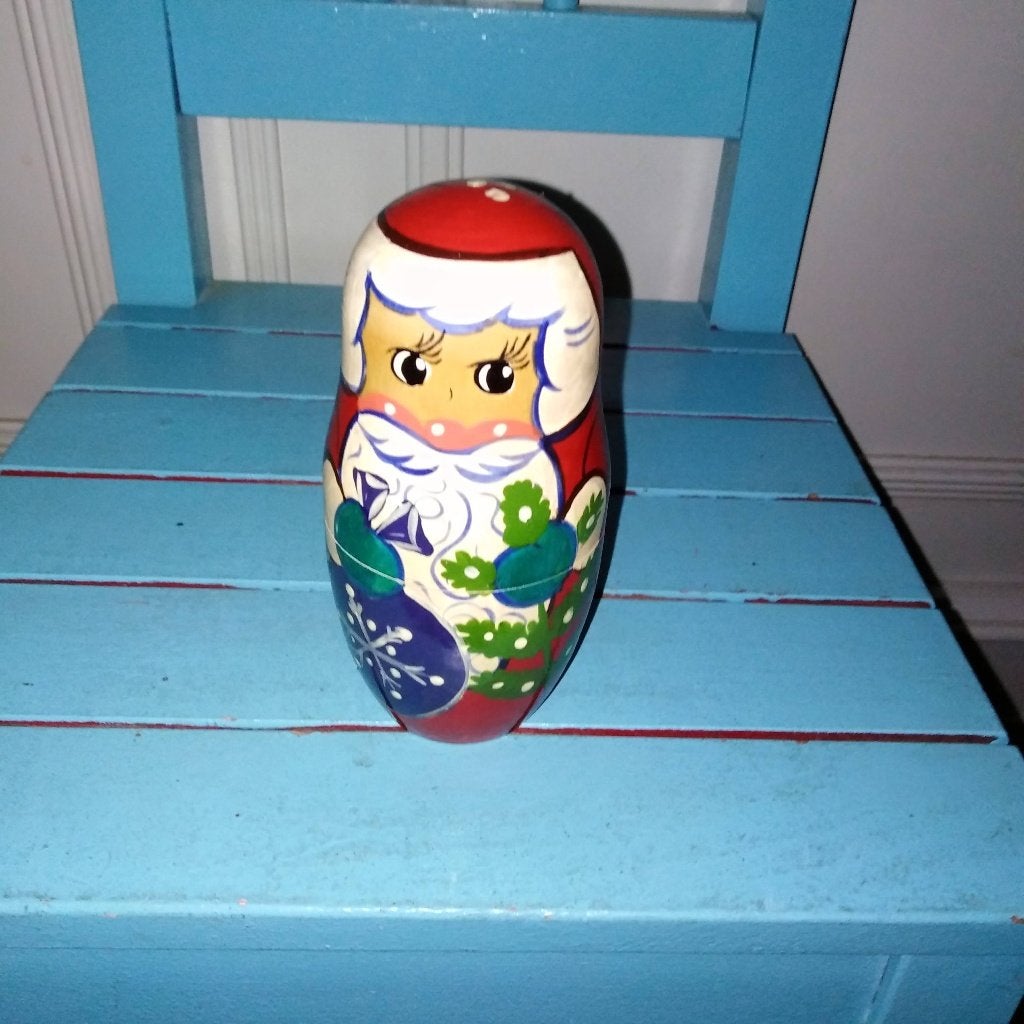 Handbeschilderde Russische matroesjka-nestpop KERSTMAN, Ophalen, Gebruikt