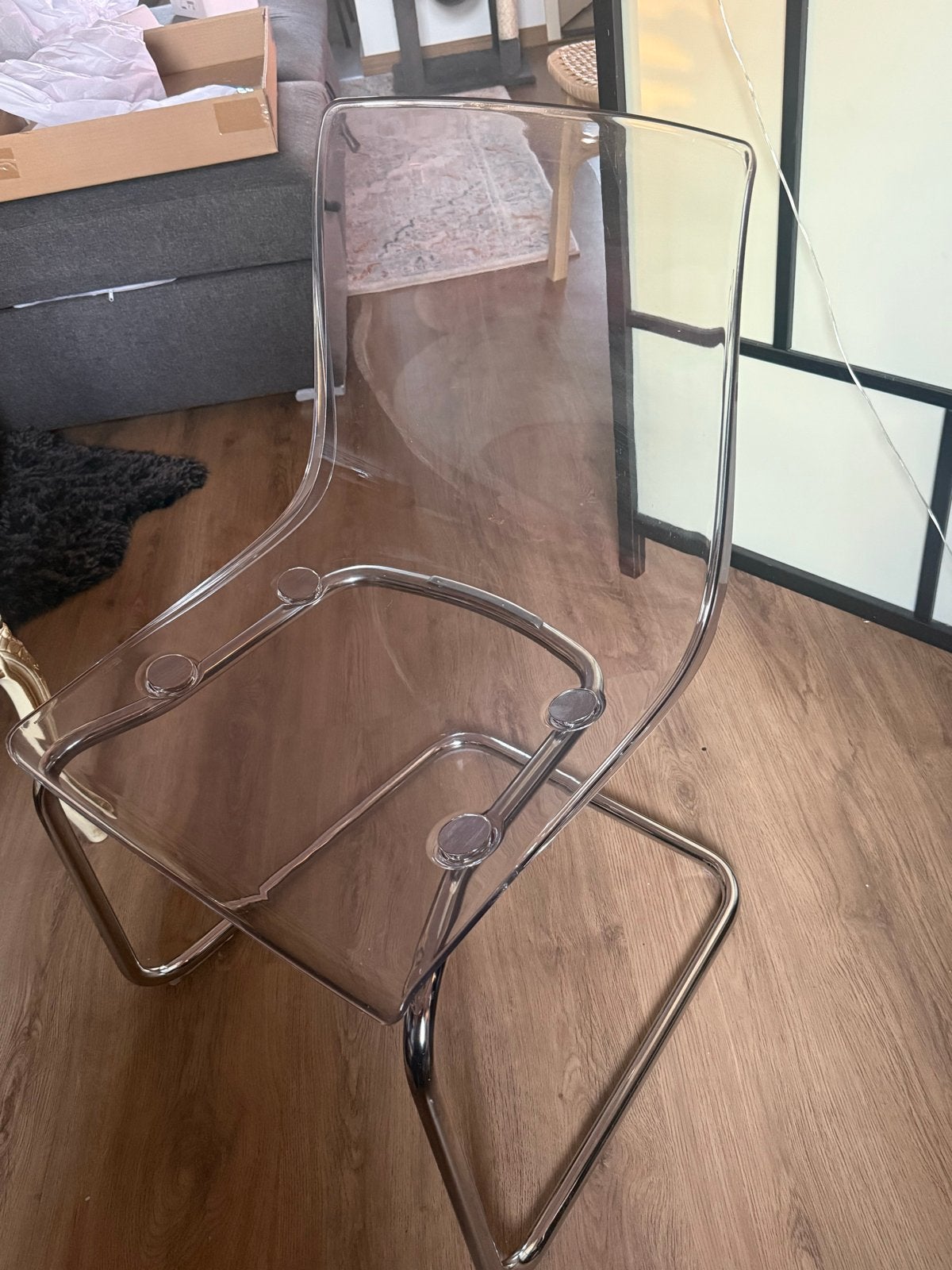 IKEA TOBIAS stoel - Carl Öjerstam - Rookgrijs polycarbonaat, Huis en Inrichting, Stoelen, Ophalen, Kunststof, Gebruikt, Eén