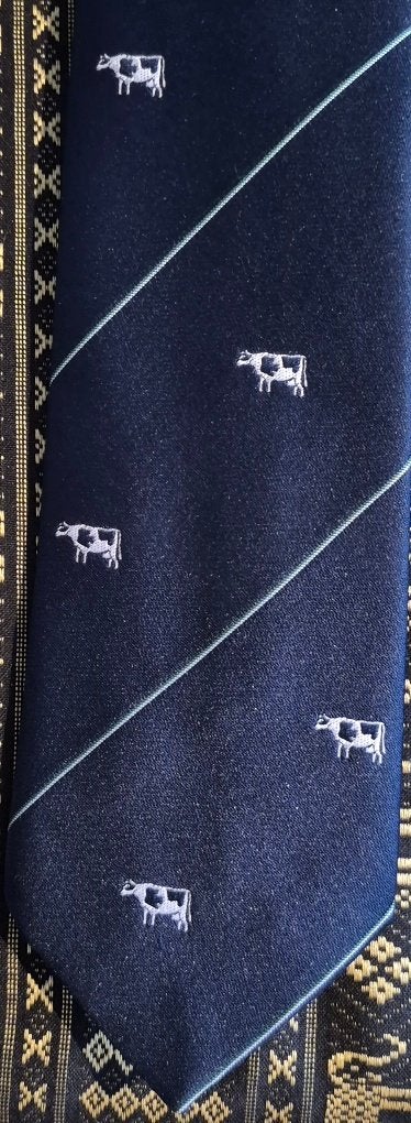 Koeien stropdas zwartbont koe blauw, Ophalen of Verzenden, Nieuw, Blauw