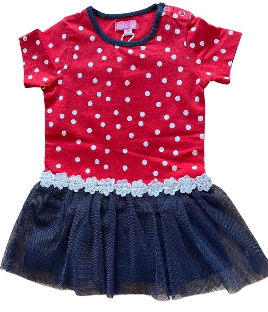 Schattig rood jurkje met stippen en tule rokje, Ophalen of Verzenden, Nieuw, Meisje, Jurkje of Rokje