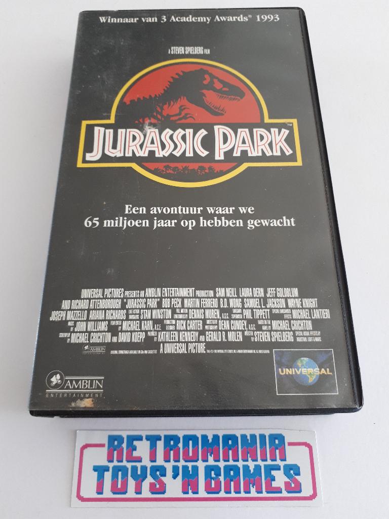 vhs - jurassic park, Cd's en Dvd's, VHS | Film, Zo goed als nieuw, Komedie, Alle leeftijden, Verzenden