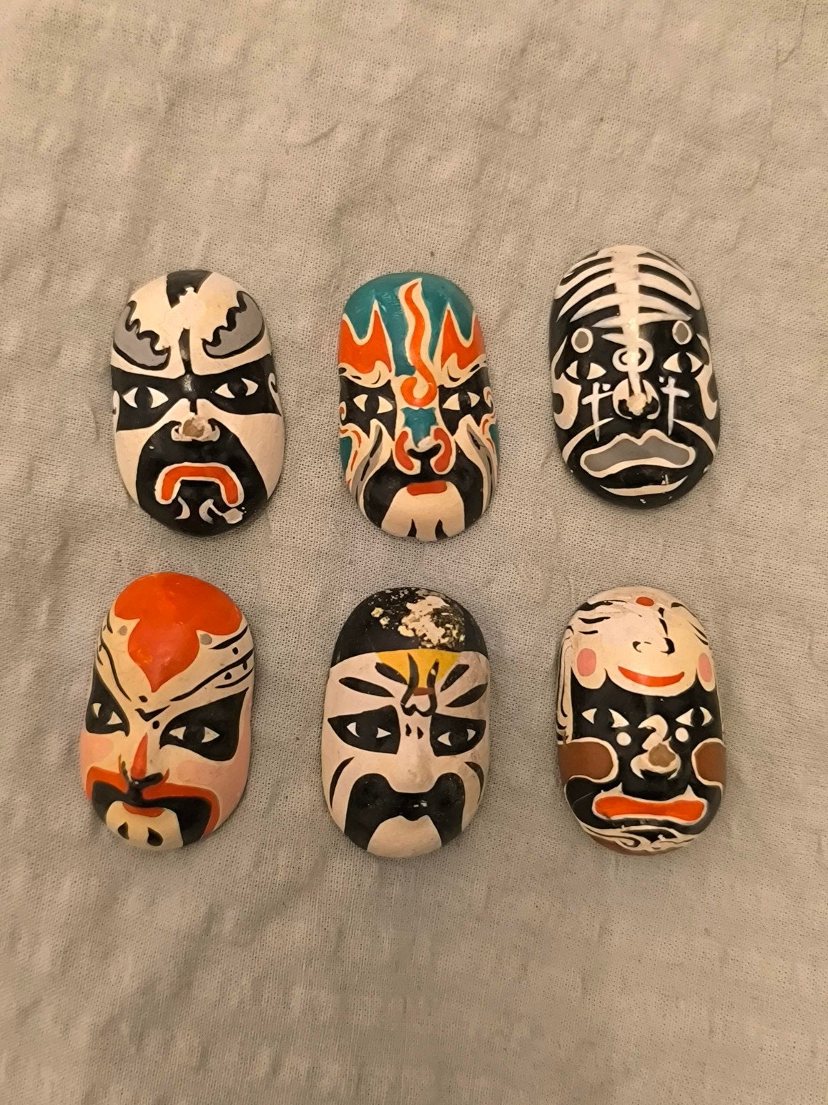 Set van 6 Chinese Opera Masker fingerpoppen, Ophalen of Verzenden, Gebruikt