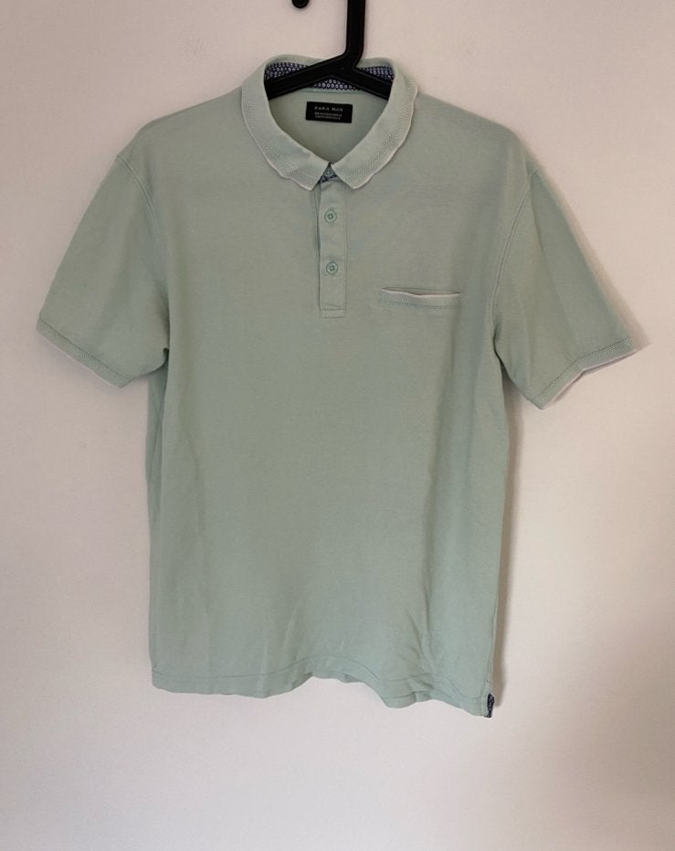Heren polo shirt zara man, maat M, Verzenden, Zo goed als nieuw, Maat 48/50 (M), Groen