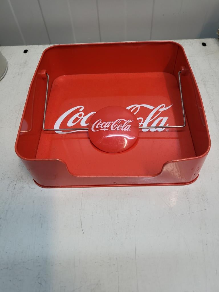 Vintage Coca-Cola servettenhouder - Rood metaal, Verzamelen, Ophalen of Verzenden, Gebruikt