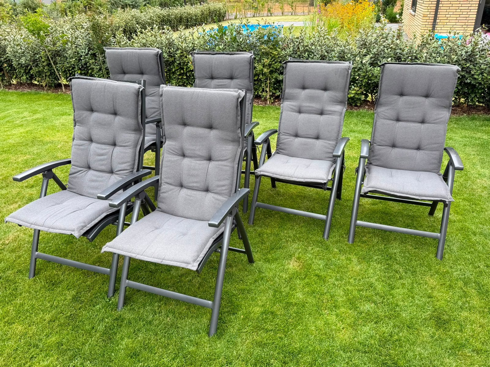 6 Hartman verstelbare tuinstoelen met bijpassende kussens, Tuin en Terras, Tuinstoelen, Ophalen, Gebruikt, Aluminium, Verstelbaar