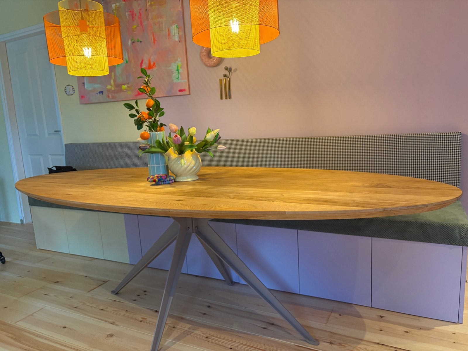 Ovale eettafel Dykk van eikenhout, 240x100 cm nieuw, Ophalen, Eikenhout, 50 tot 100 cm, Vijf personen of meer