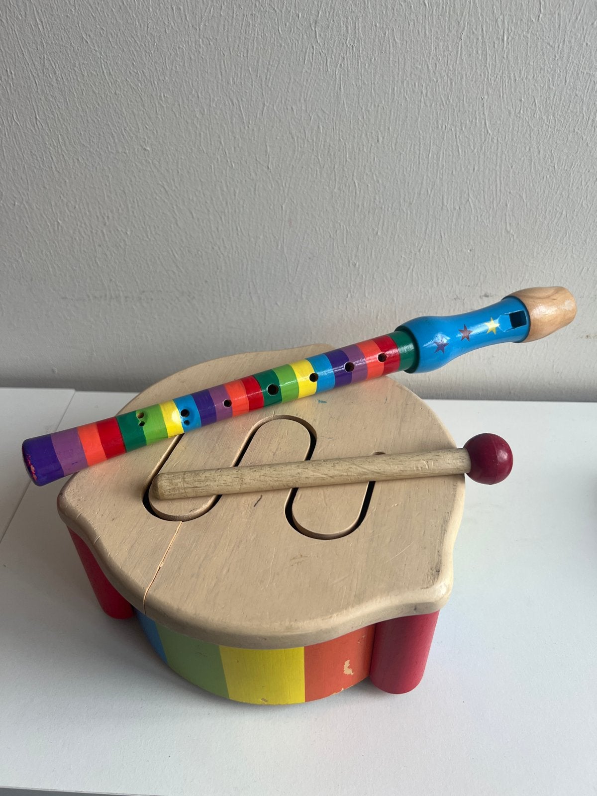Houten muziek instrumentjes: blokfluit en trommeltje, Ophalen, Gebruikt, Overige typen, Met geluid