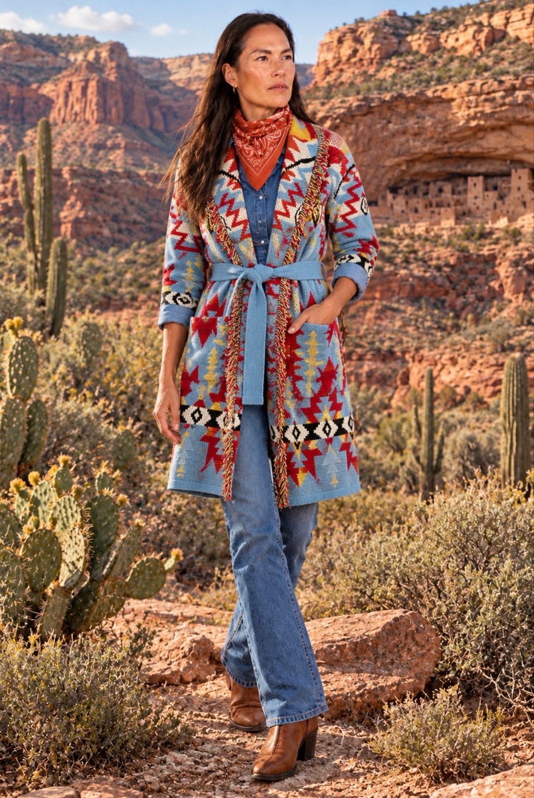 Navajo vest met native indianen motieven - Maat M, Kleding | Dames, Ophalen of Verzenden, Nieuw, Maat 38/40 (M), Meerkleurig