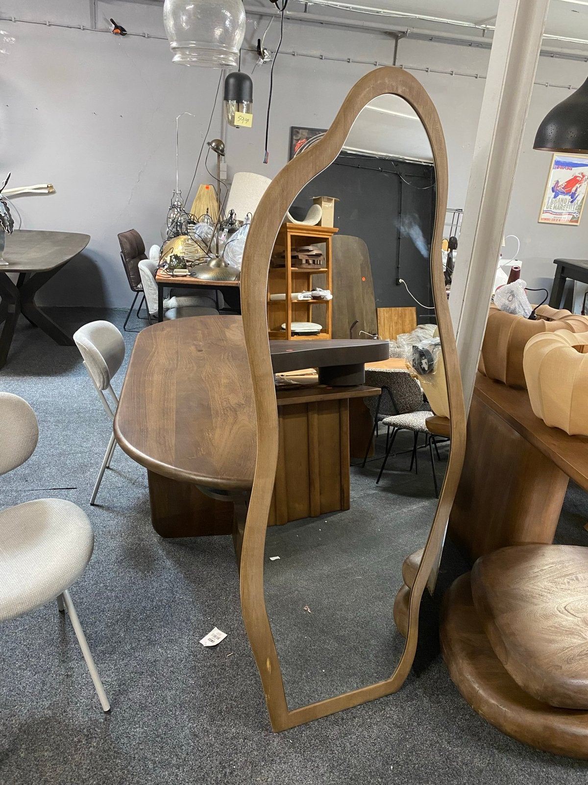 Spiegel Laban organische vorm mangohout lijst 180x60, Huis en Inrichting, Woonaccessoires | Spiegels, Ophalen, Nieuw, Overige vormen