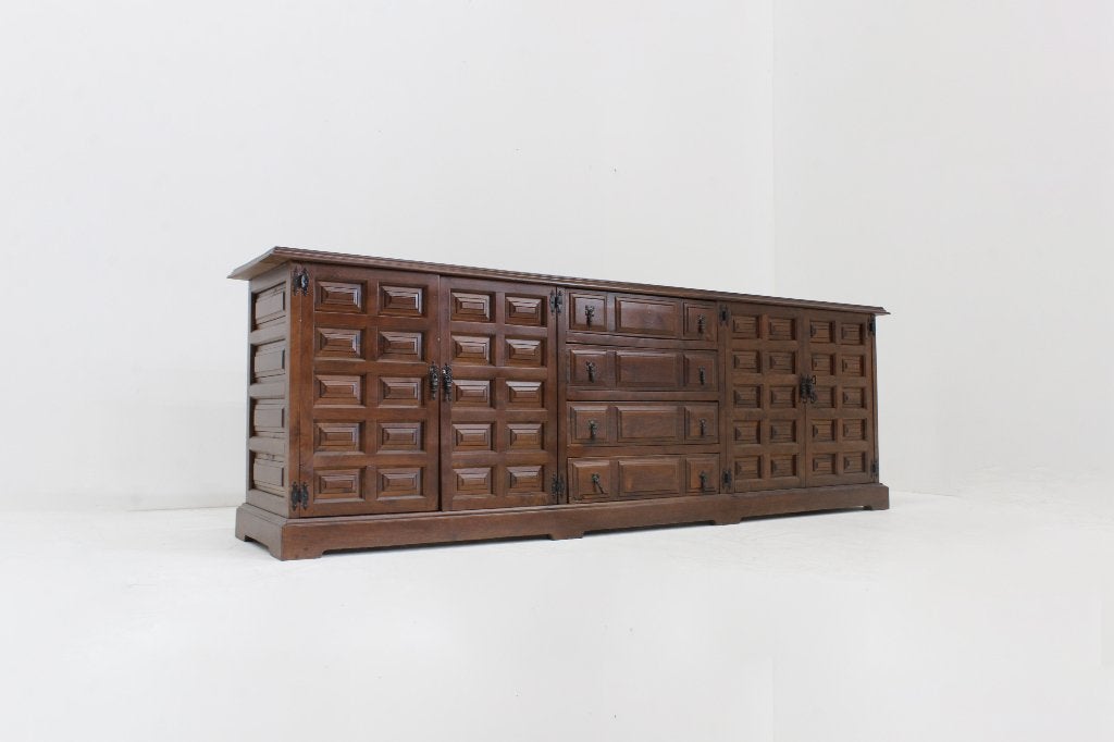 Vintage brutalist dressoir  jaren 70, Design, 150 tot 200 cm, Ophalen of Verzenden, 25 tot 50 cm
