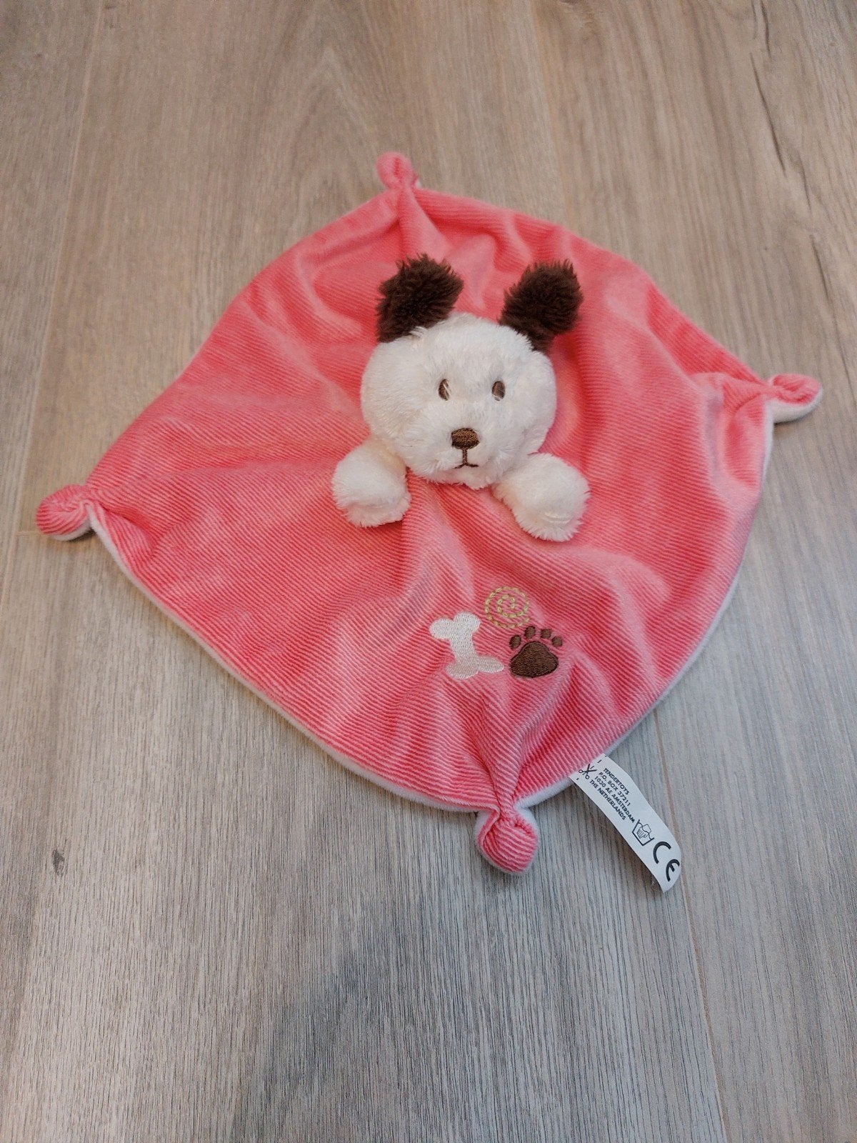 Knuffel knuffeldoekje tendertoys hond roze L835, Ophalen of Verzenden, Zo goed als nieuw, Hond