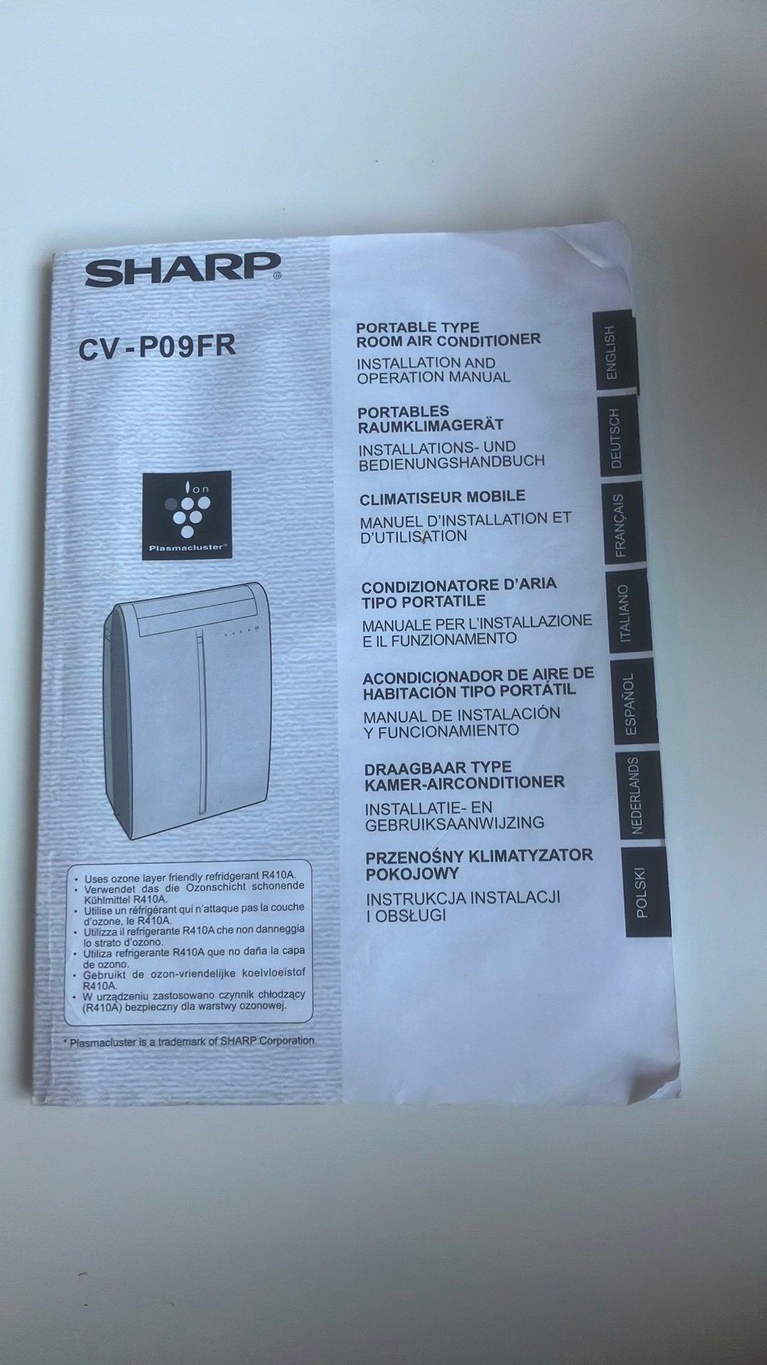 Mobiele airco Sharp CV-P09FR, Ophalen, Gebruikt, Minder dan 60 m³, 3 snelheden of meer