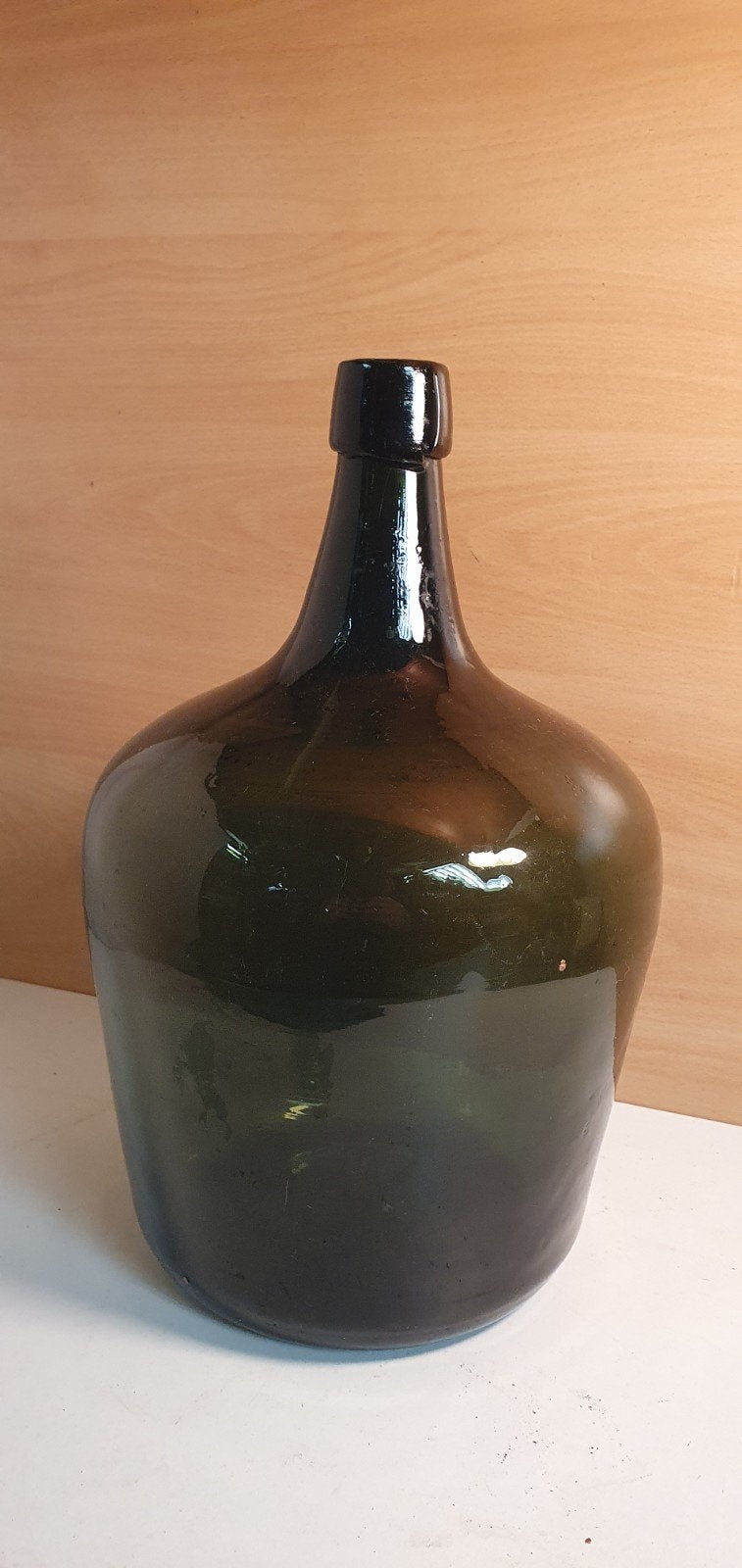 Grote groene glazen fles - Vintage decoratie, Ophalen of Verzenden