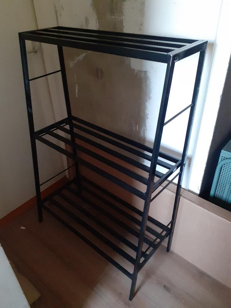 Zwarte metalen wandkast, Huis en Inrichting, Kasten | Wandmeubels, Ophalen, Met plank(en), 100 tot 150 cm, Zo goed als nieuw