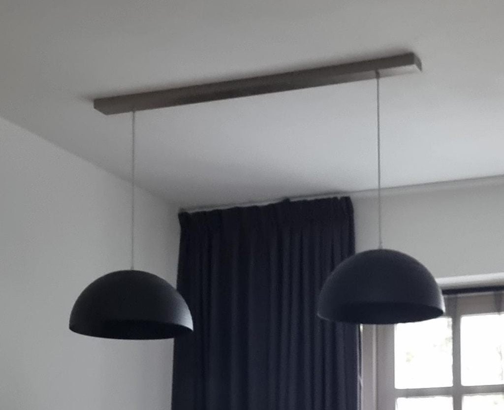 Industriële eetkamerlamp + hanglamp woonkamer, Ophalen, Gebruikt, Metaal, E27 (groot)