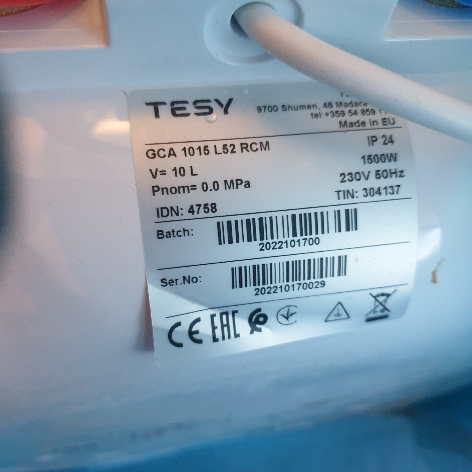 Compacte Tesy Boiler 10 Liter - Ideaal voor kleine ruimtes, Doe-het-zelf en Verbouw, Minder dan 20 liter, Boiler, Ophalen of Verzenden