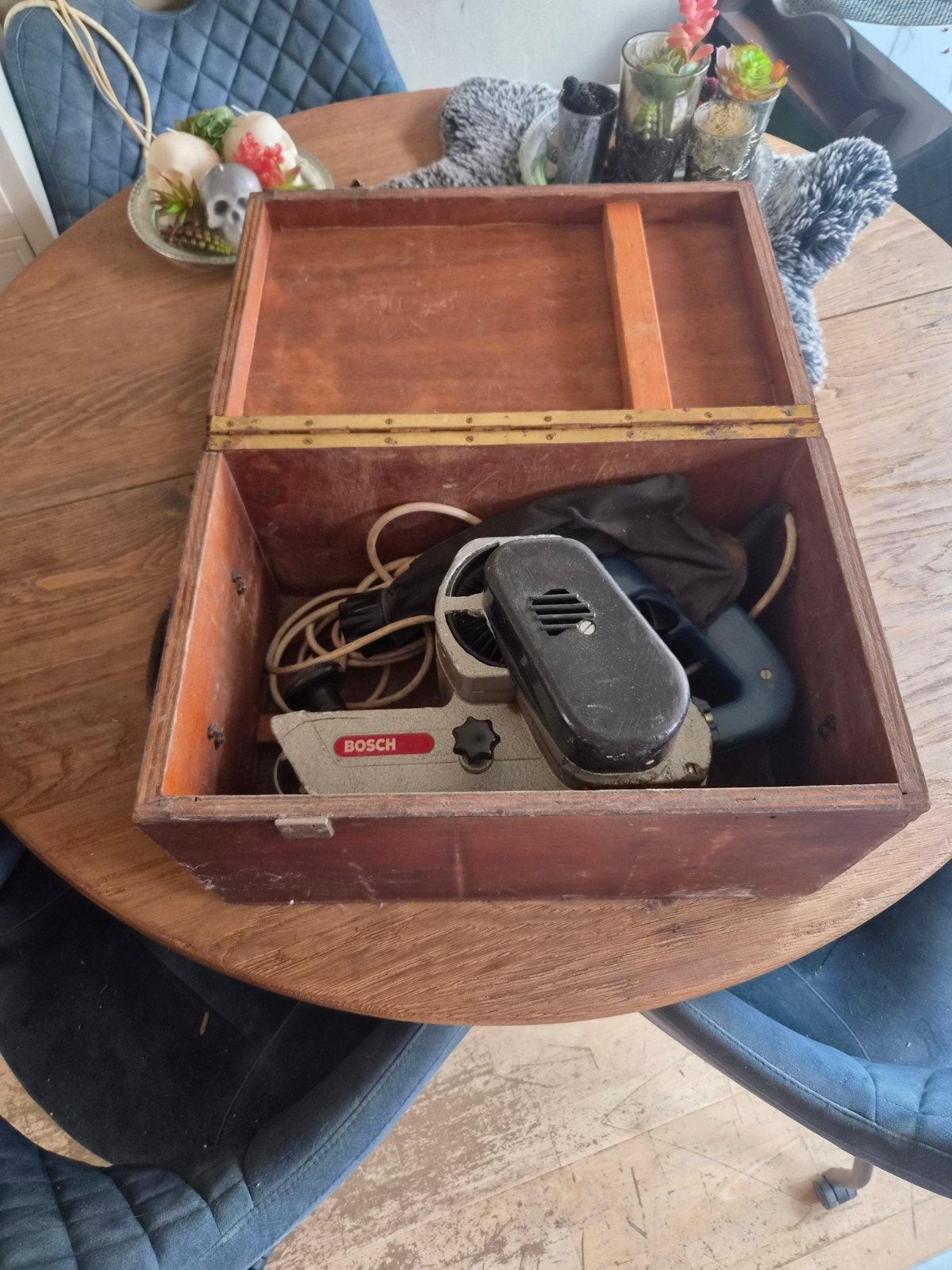 Vintage Bosch Bandschuurmachine in Houten Kist, Ophalen