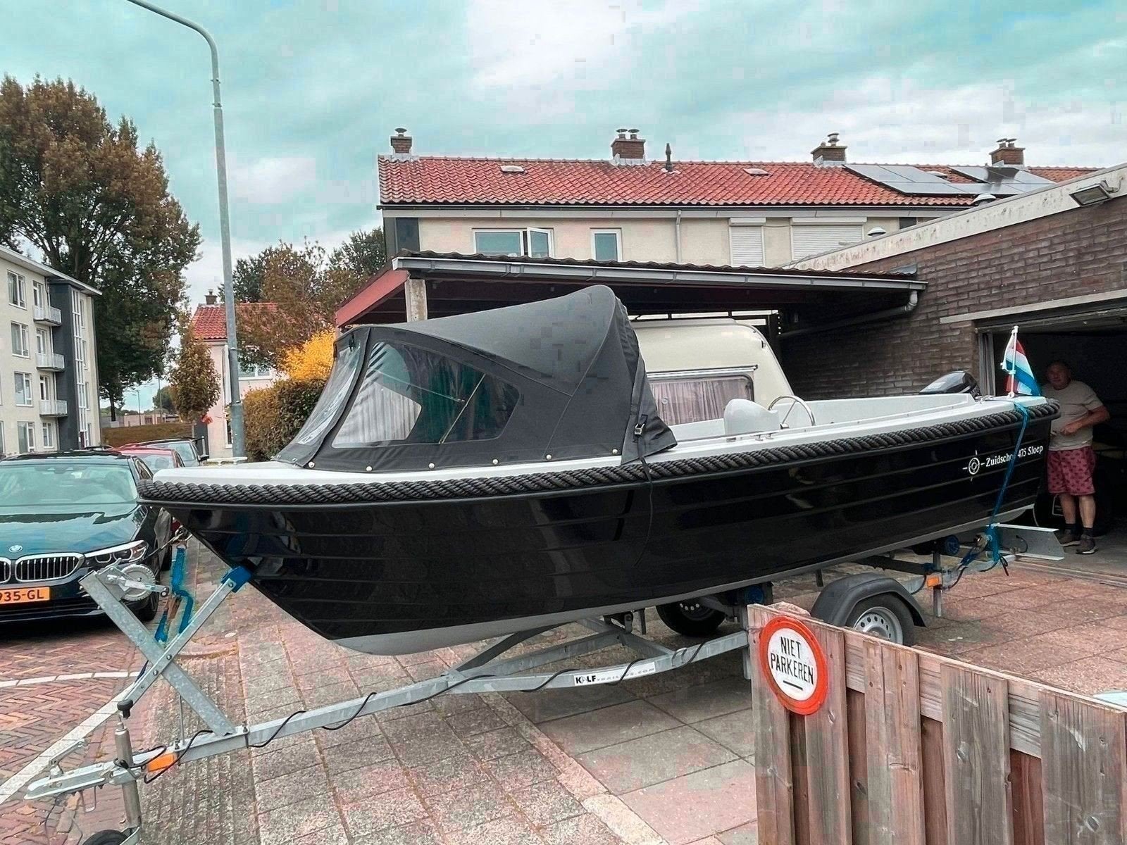 Zuidschor 475 Sloep Tohatsu 9.8 PK elec start trailer, Watersport en Boten, Overige merken, Afdekzeil, Zo goed als nieuw, Polyester