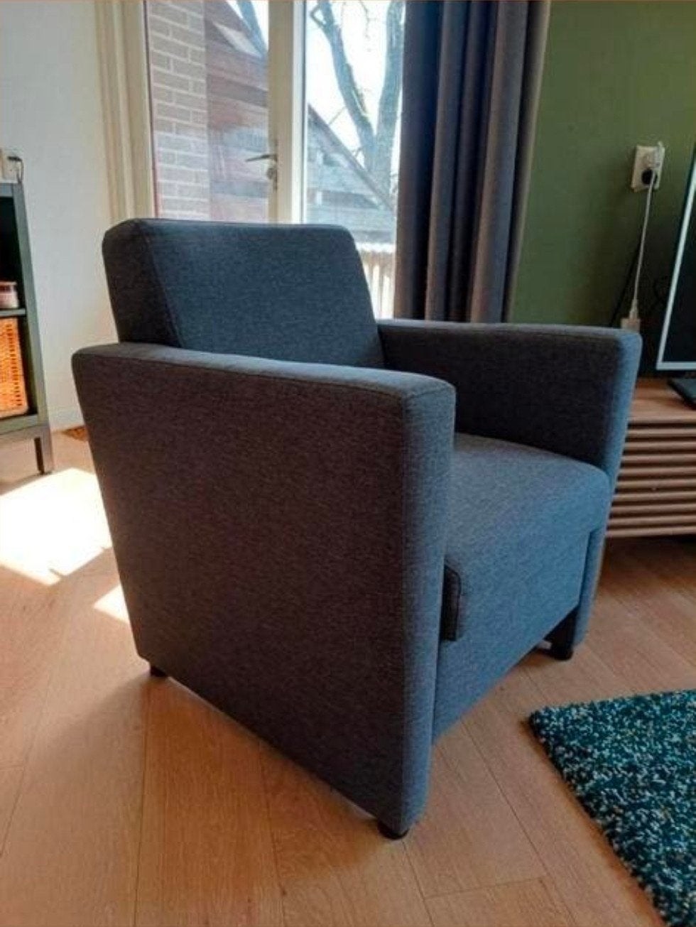 Twee comfortabele grijze fauteuils, Huis en Inrichting, Fauteuils, Ophalen, Gebruikt, 75 tot 100 cm, 75 tot 100 cm