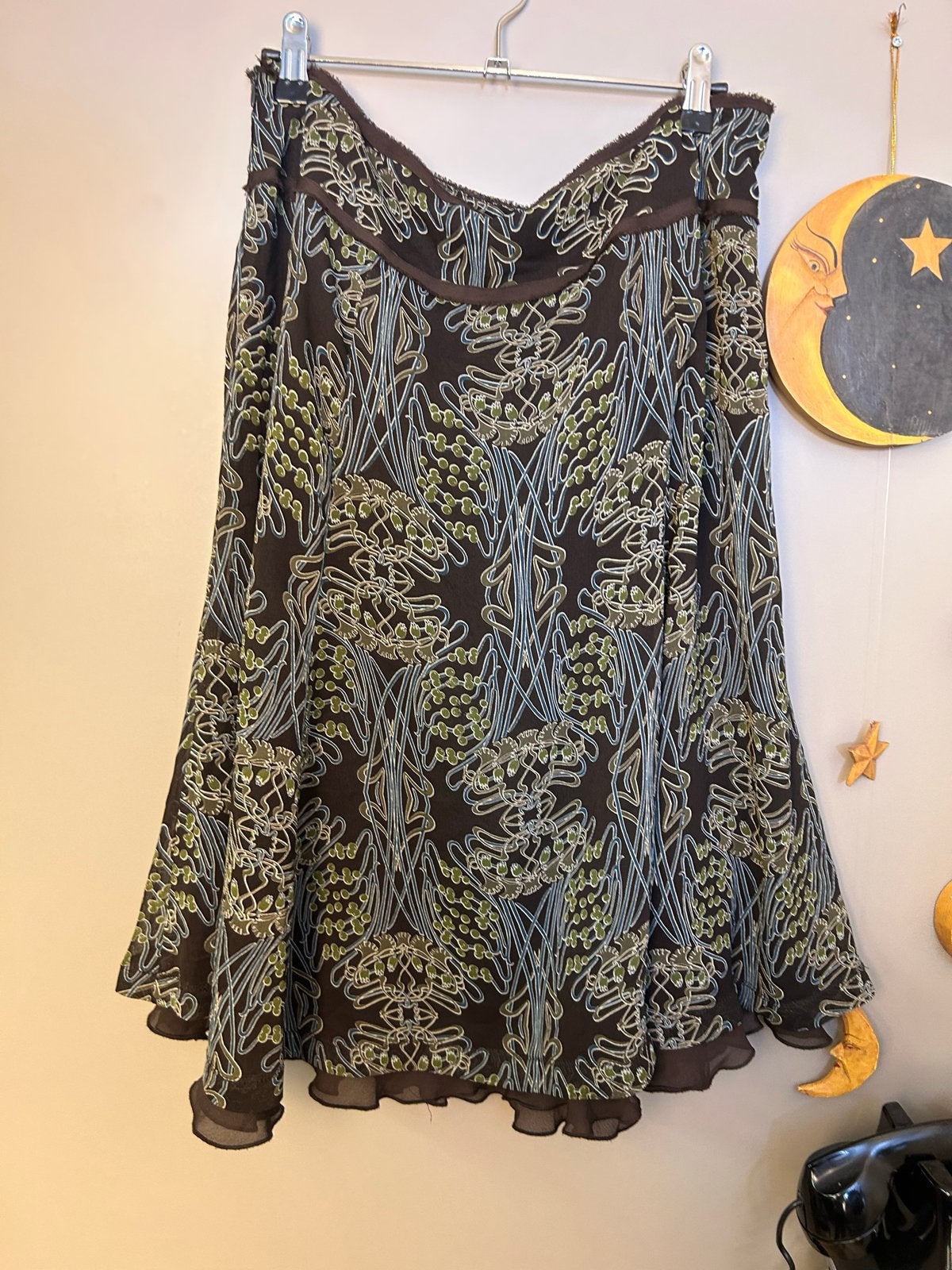 Vintage Esprit midi rok maat M- Bruin met bloemenprint, Kleding | Dames, Maat 38/40 (M), Bruin, Ophalen of Verzenden, Zo goed als nieuw